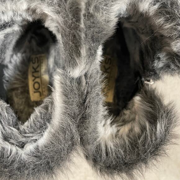 Joyks Made in Italy Fur Lined Booties Black Suede Sporty Flat Gray White 38 7.5 - Picture 5 of 6